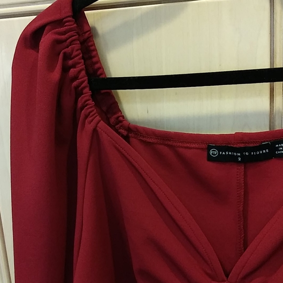 Fashion To Figure Deep Red Crop Top - Picture 6 of 7